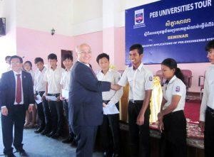 Mr. Sami Kteily -PEB Steel representative presented scholarships to students who have outstanding study results.