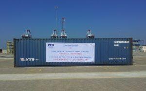 PEB Steel’s containers are ready to loading at Cai Mep International Port, Ba Ria-Vung Tau province
